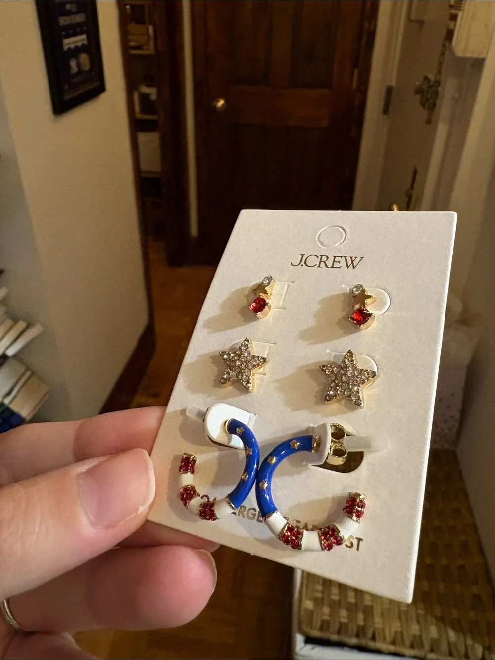 J. Crew Kids Red, Blue & Gold Earring Set